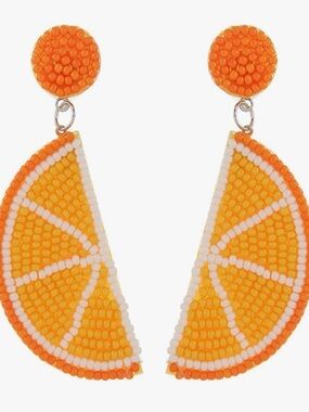 Beaded Orange Slice Drop Earrings